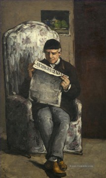 Der Künstler Vater liest seine Zeitung Paul Cezanne Ölgemälde